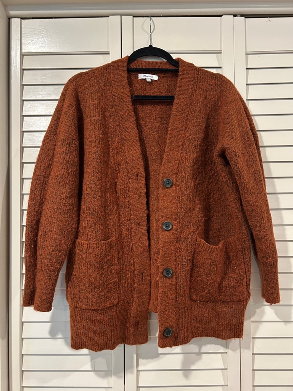 Madewell Rust Brown Button-Front Pocket Cardigan Size M